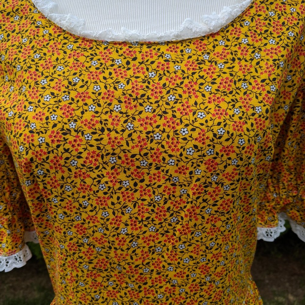 Handmade Vintage Prairie Cottagecore Puff Sleeve Farmhouse Dress - Picture 5 of 6